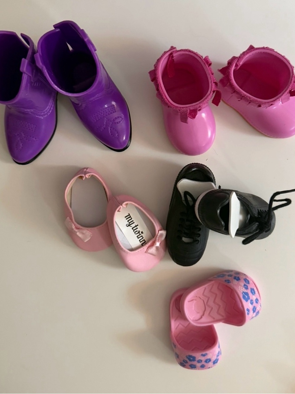 Assorted Doll Shoes - Pink, Purple, Black fits OG and American Girl